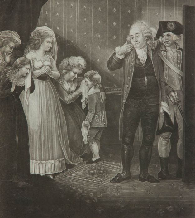 1793 Mezzotint - The Last Interview of Louis XVI, King of France with his Family