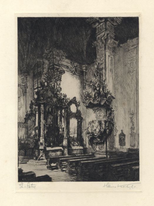 Hans Kohl - Early 20th Century Etching, St. Peter's Church, Mainz