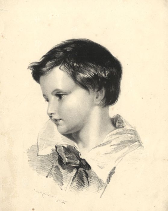 Louisa Corbaux - 1836 Lithograph, Portrait of a Boy
