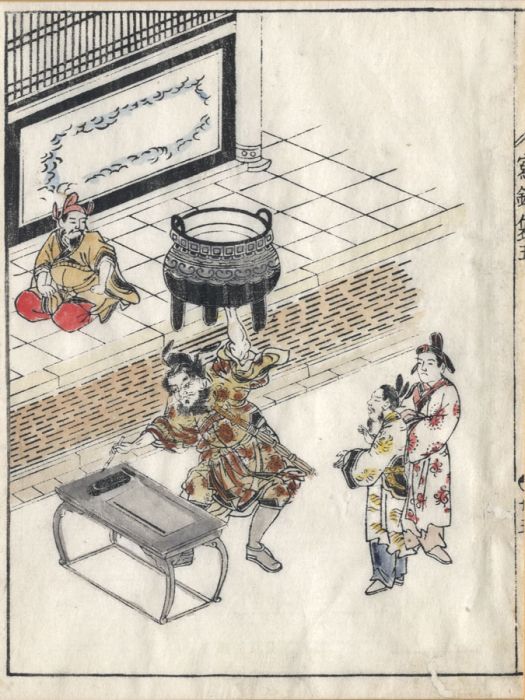 Early 20th Century Oriental Woodblock - Writing Scene