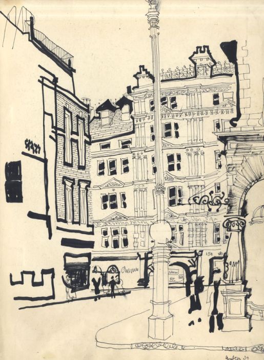 John Burningham - Mid 20th Century Pen and Ink Drawing, Grafton Street, London