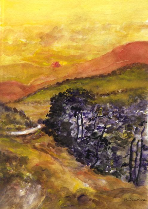 A. Dean - 2002 Watercolour, The Yorkshire Moors