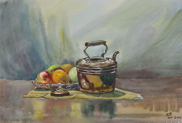 Keith Burtonshaw - 2001 Watercolour, Still Life with Copper Kettle
