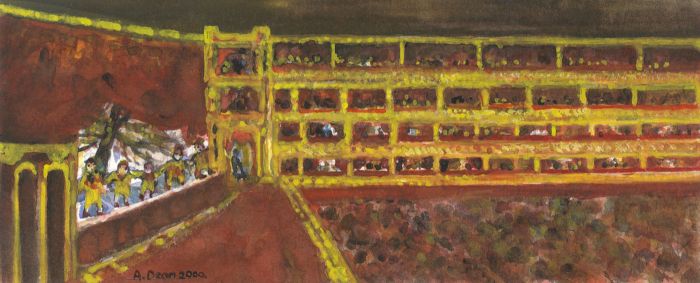 A. Dean - 2000 Watercolour, A Theatre in Vienna