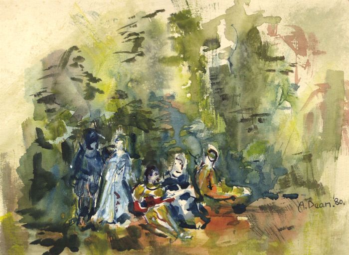 A. Dean - 1980 Watercolour, Musical Group