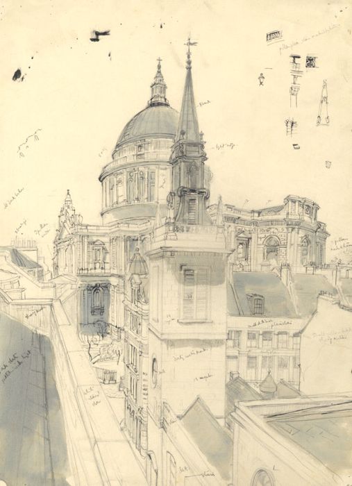 Early 20th Century Pen and Ink Drawing - St Pauls, London