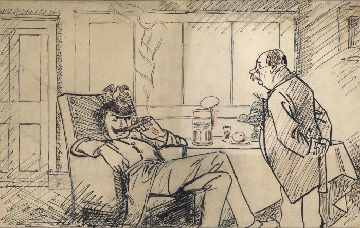 Late 19th Century Pen and Ink Drawing - The Press Bureau