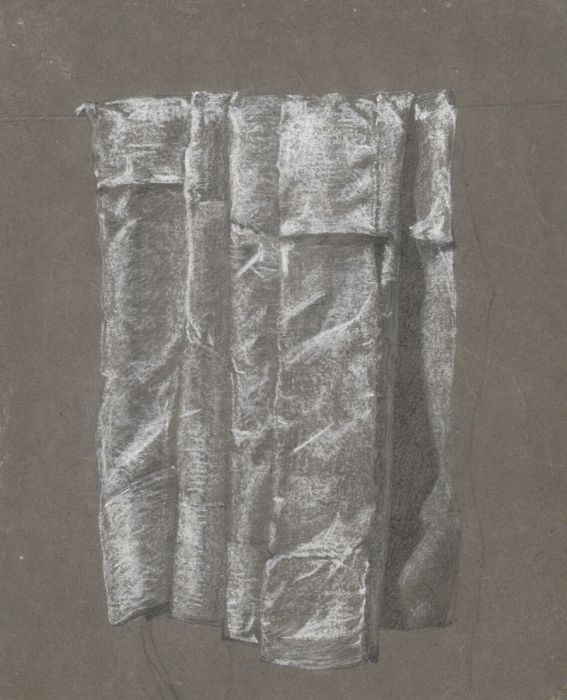 Early 20th Century Chalk Drawing - Drapery Study