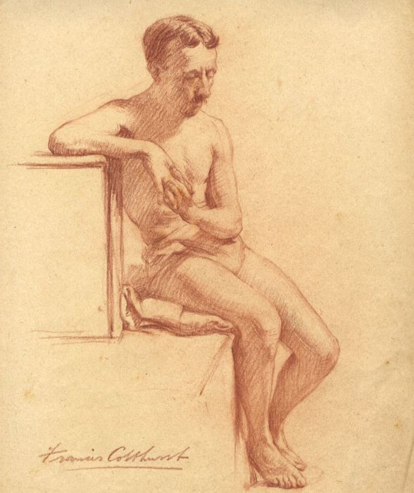 Francis Edward Colthurst - Early 20th Century Sanguine, Nude Male Study