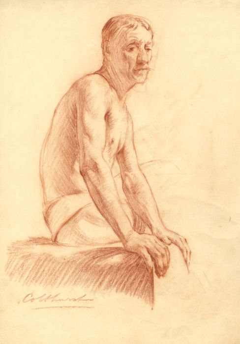 Francis Edward Colthurst - 1919 Sanguine, Nude Male Study