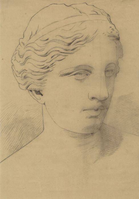 Amélie Renard - 19th Century Charcoal Drawing