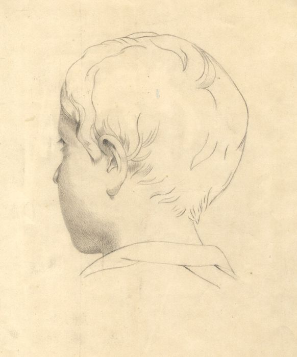 Amélie Renard - 19th Century Charcoal Drawing, Study of Young Boy