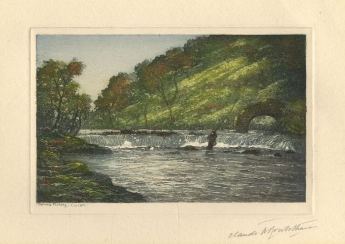 Claude Rowbotham - Early 20th Century Aquatint, Salmon Fishing, Lucan