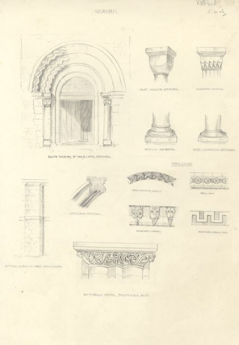 Dorothy Pask, 1916 - Set of Three Graphite Drawings - Architectural Studies