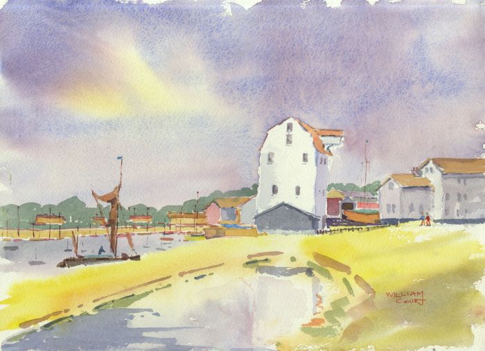 William Court - Contemporary Watercolour, Harbour at Dusk