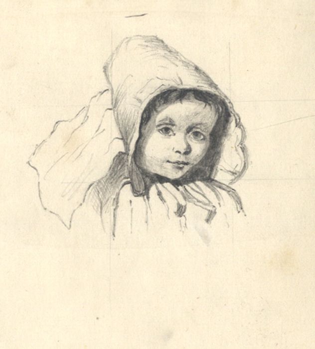 Continental 19th Century Graphite Drawing - Young Girl