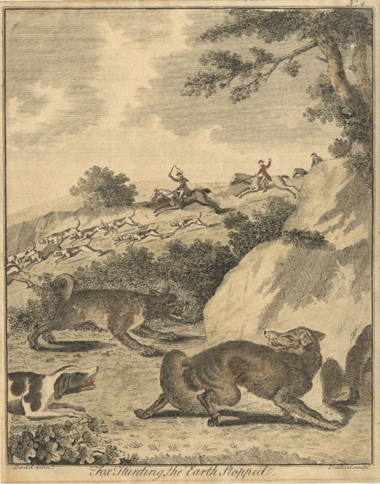 Prattent after Dodd - 18th Century Etching, Fox Hunting, the Earth Stopped