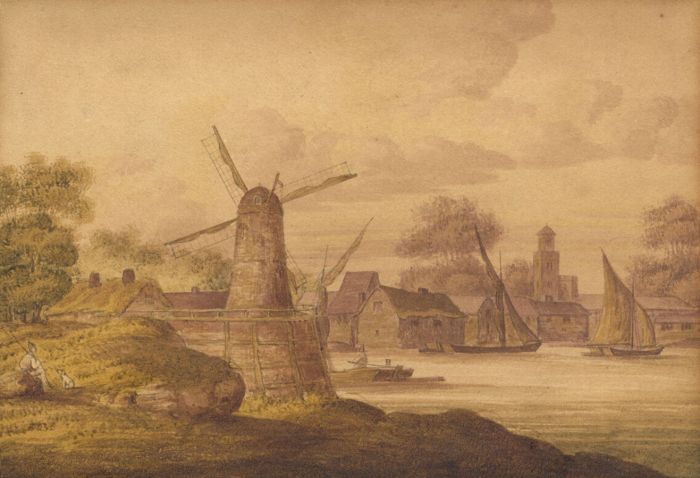 Pair of Dutch School 19th Century Watercolours - Windmill And Thatched Cottage