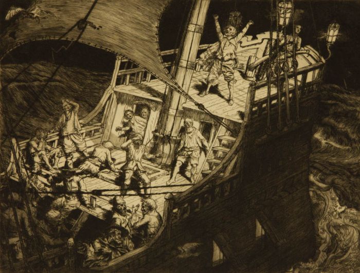 Robert Spence - Early 20th Century Etching, The Flying Dutchman