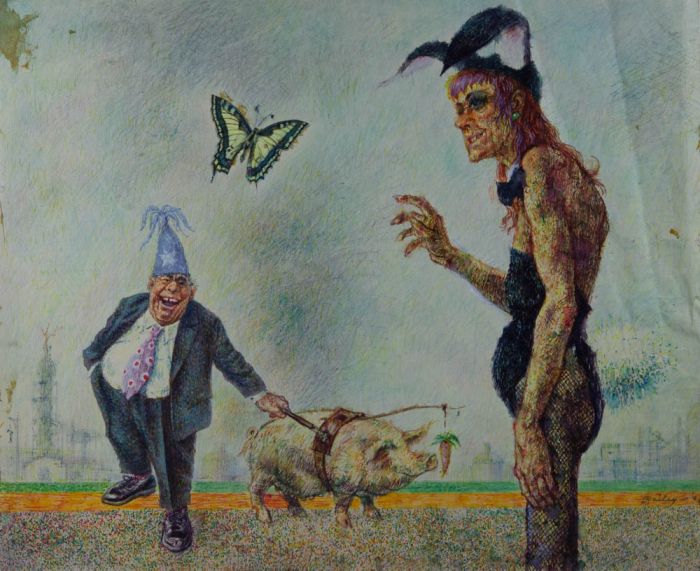Bailey - 1982 Watercolour, Fantastical Scene