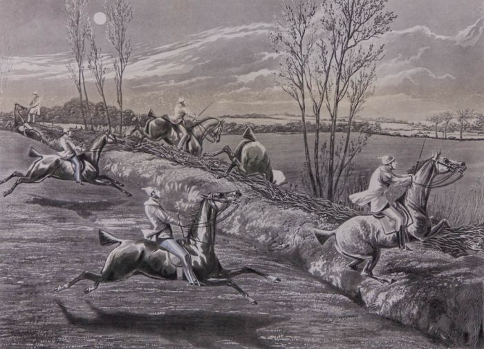 J. Harris - 1839 Aquatint, After Henry Alken,  The First Steeplechase on Record