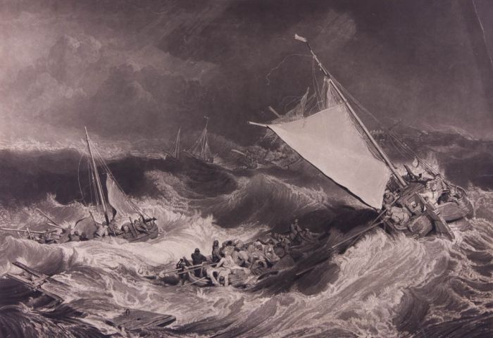 Charles Turner - Large 1837 Mezzotint, After J.M.W. Turner, A Shipwreck
