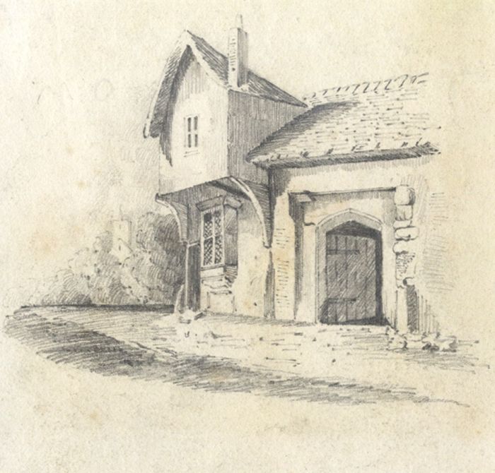 Anne Baggs - 19th Century Graphite Drawing, Tudor House