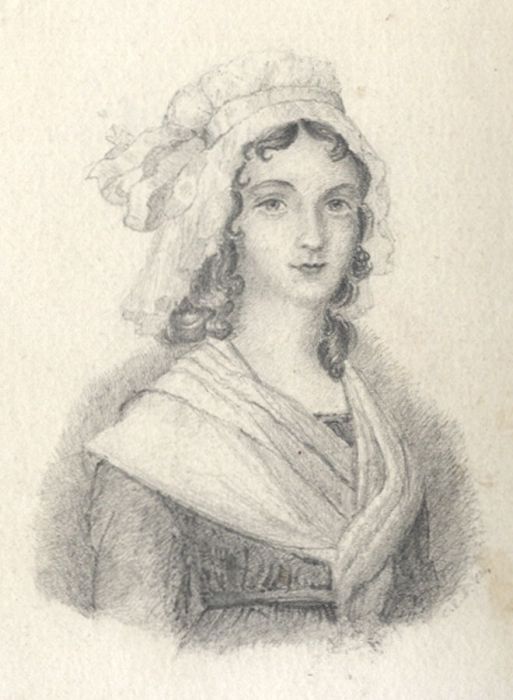 Small 19th Century Graphite Drawing - Young Maiden