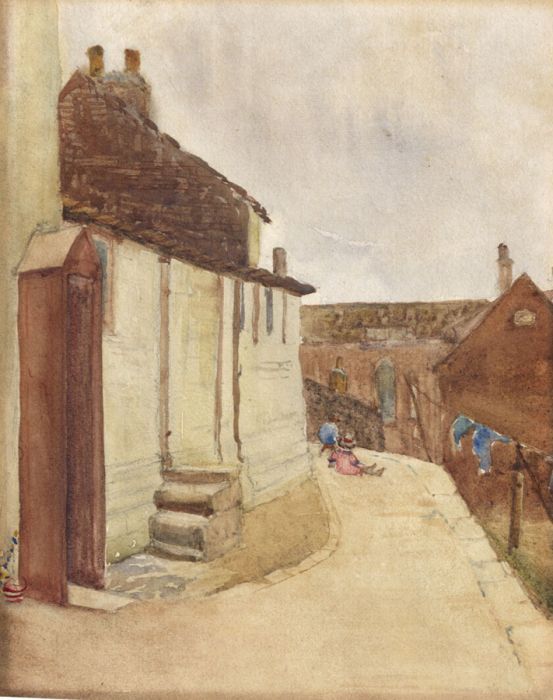 Continental 1922 Watercolour - Village Scene