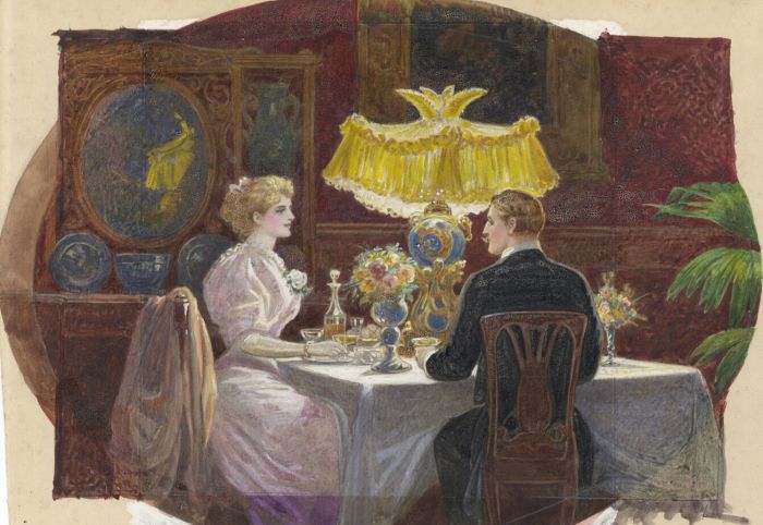 Early 20th Century Lithograph - Dinner