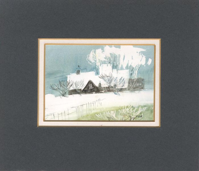 Monogram F.D.B. - Contemporary Watercolour, Winter Scene