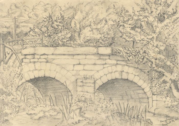 Jean Stanway - 1944 Graphite Drawing, Bridge, Kingham