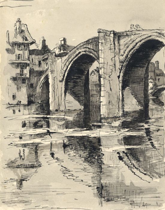 A. Goodwin - Mid 20th Century Pen and Ink Drawing, Bridge