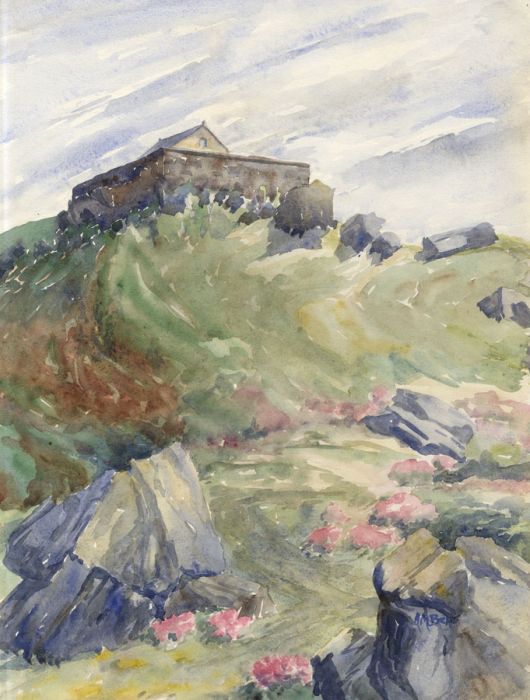 Amber - Early 20th Century Watercolour, House on the Hill