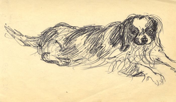 Early 20th Century Pen and Ink Drawing - A Pair of Dogs
