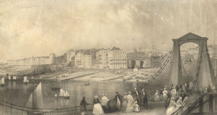 19th Century Engraving - Walking on the Bridge