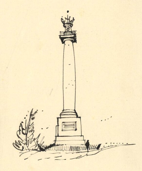 Paul Sharp - 1963 Pen and Ink Drawing, Admiral Hood's Column, Street