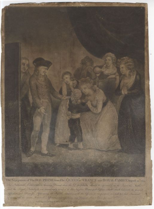 1793 Mezzotint - The Separation of the Dauphine from the Queen of France
