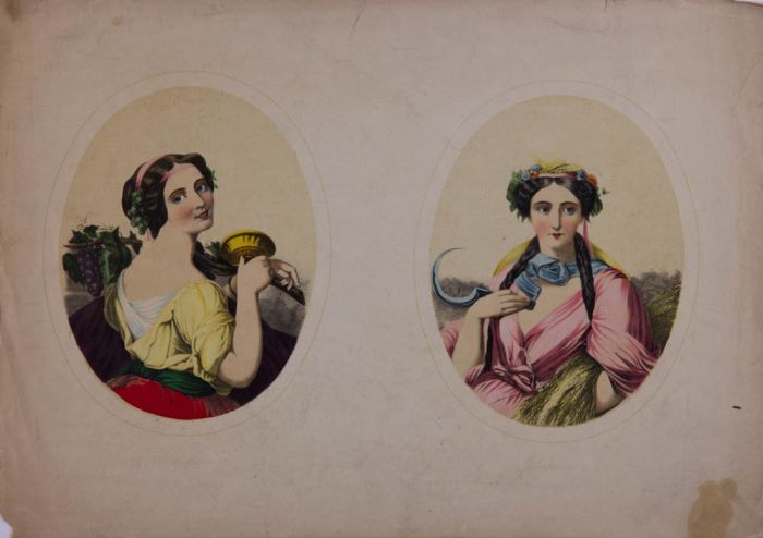 19th Century Lithograph - Autumn and Summer