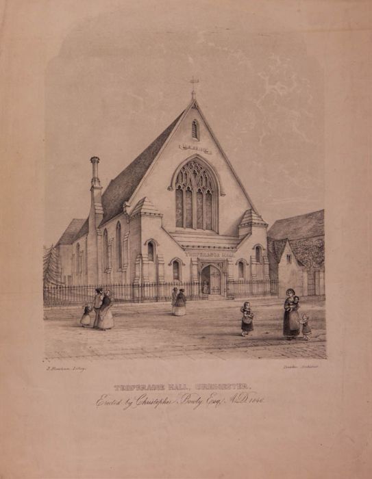 J. Beecham - 19th Century Lithograph, Temperance Hall, Cirencester