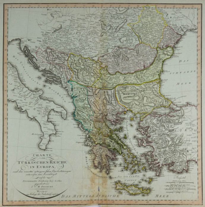 I.C.M. Reinecke - 1800 Engraving, The Turkish Empire in Europe