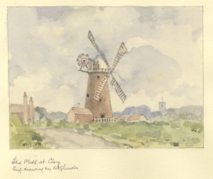 W.G. Lewis - Mid 20th Century Watercolour, The Mill at Cley