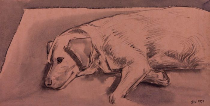 Keith Burtonshaw - 1973 Watercolour, Dog