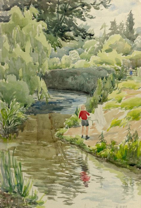 Jean M. Blair - 1984 Watercolour, An Afternoon by the River