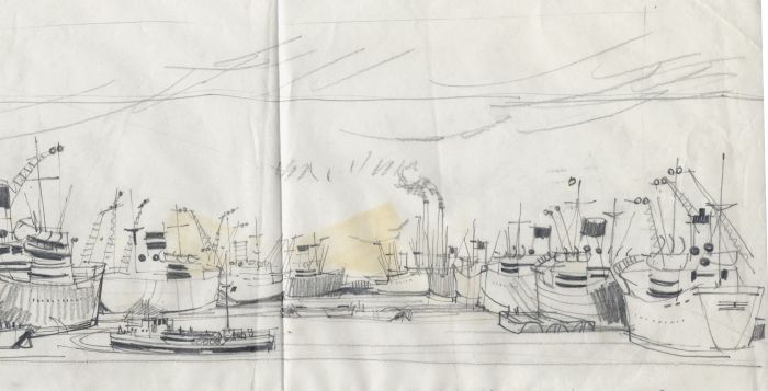 Paul Sharp - Mid 20th Century Graphite Drawing, London Dock Basin