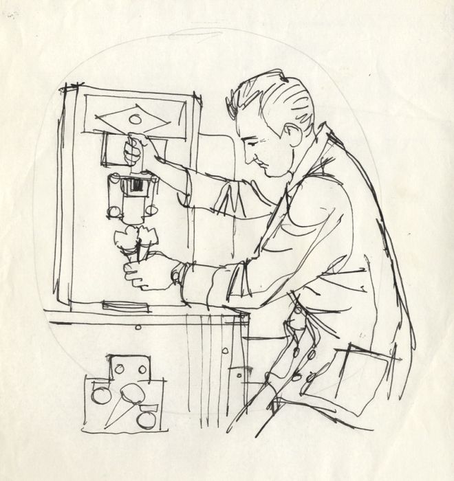 Paul Sharp - Mid 20th Century Pen and Ink Drawing, The Ice Cream Vendor