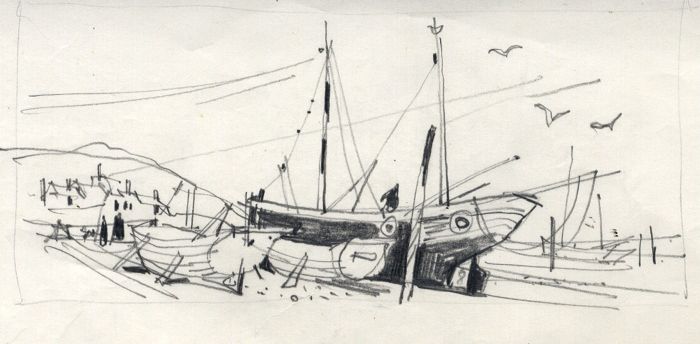 Paul Sharp - Mid 20th Century Pen and Ink Drawing, Sussex Fishing Boat