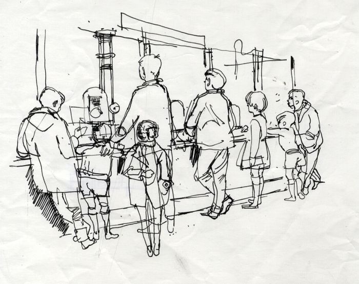 Paul Sharp - Mid 20th Century Pen and Ink Drawing, At the Bar