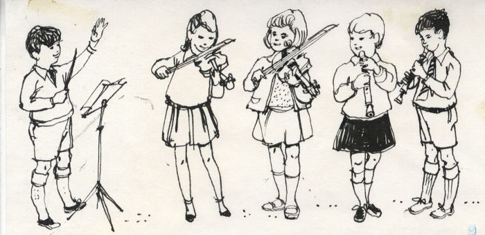 Paul Sharp - Mid 20th Century Pen and Ink Drawing, The Music Lesson