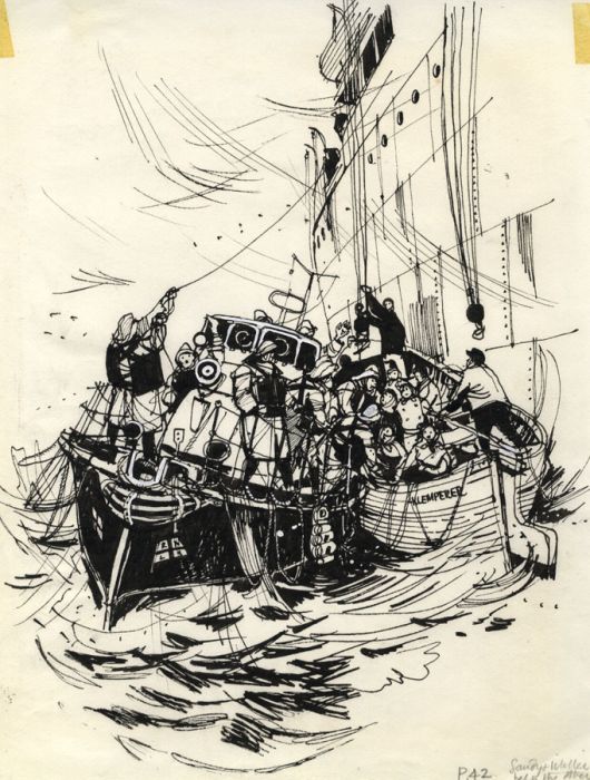 Paul Sharp - Mid 20th Century Pen and Ink Drawing, The Rescue